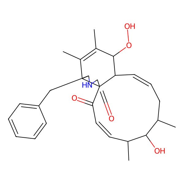 2D Structure of 16-Benzyl-12-hydroperoxy-6-hydroxy-5,7,13,14-tetramethyl-17-azatricyclo[9.7.0.01,15]octadeca-3,9,13-triene-2,18-dione