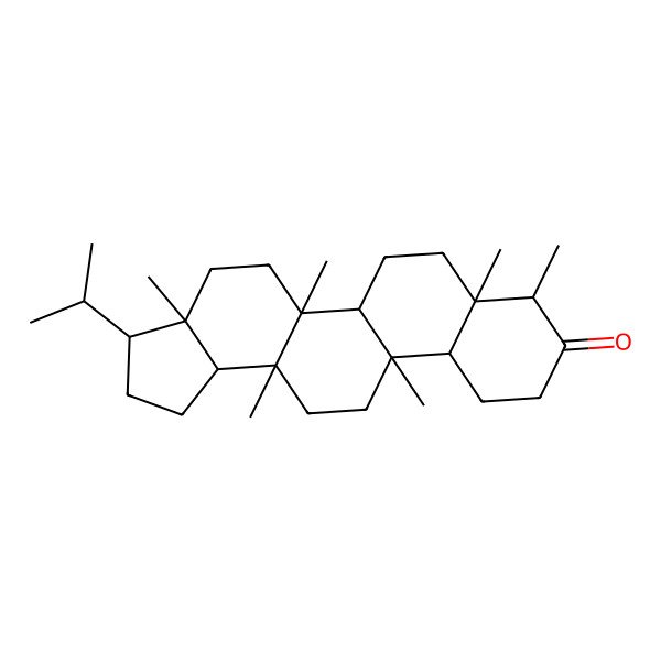 2D Structure of 3a,5a,7a,8,11b,13a-hexamethyl-3-propan-2-yl-2,3,4,5,5b,6,7,8,10,11,11a,12,13,13b-tetradecahydro-1H-cyclopenta[a]chrysen-9-one