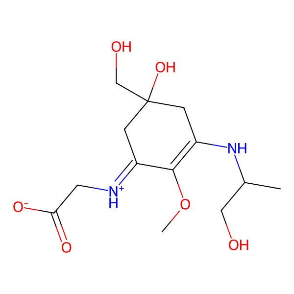 2D Structure of 2-[5-hydroxy-5-(hydroxymethyl)-3-(1-hydroxypropan-2-ylamino)-2-methoxycyclohex-2-en-1-ylidene]azaniumylacetate