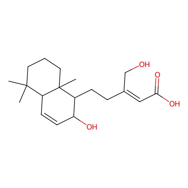 2D Structure of 5-(2-Hydroxy-5,5,8a-trimethyl-1,2,4a,6,7,8-hexahydronaphthalen-1-yl)-3-(hydroxymethyl)pent-2-enoic acid 2D Structure of 5-(2-Hydroxy-5,5,8a-trimethyl-1,2,4a,6,7,8-hexahydronaphthalen-1-yl)-3-(hydroxymethyl)pent-2-enoic acid
