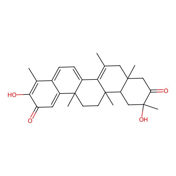2D Structure of (6aS,8aS,11S,12aR,14aS)-3,11-dihydroxy-4,6a,7,8a,11,14a-hexamethyl-8,9,12,12a,13,14-hexahydropicene-2,10-dione