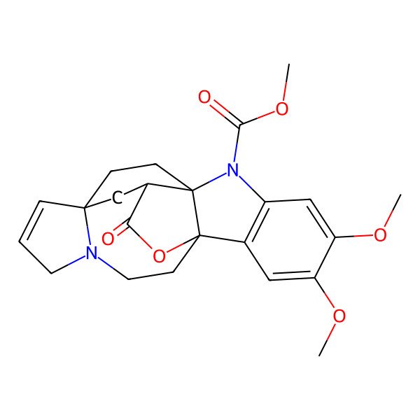 2D Structure of methyl (1R,9R,12R,21S)-4,5-dimethoxy-20-oxo-19-oxa-8,16-diazahexacyclo[10.6.4.01,9.02,7.09,21.012,16]docosa-2,4,6,13-tetraene-8-carboxylate
