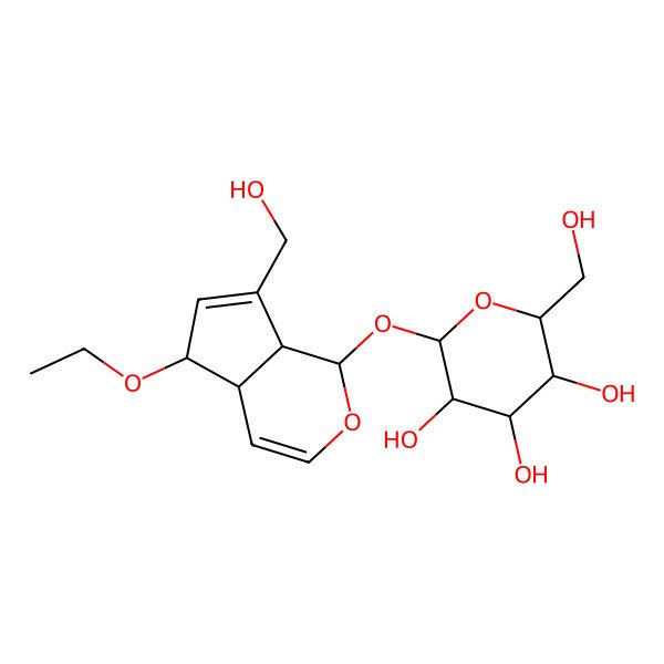 2D Structure of 2-[[5-Ethoxy-7-(hydroxymethyl)-1,4a,5,7a-tetrahydrocyclopenta[c]pyran-1-yl]oxy]-6-(hydroxymethyl)oxane-3,4,5-triol