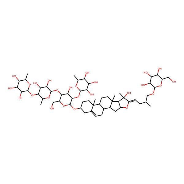 2D Structure of (2S,3R,4R,5R,6S)-2-[(2S,3R,4S,5R,6S)-4,5-dihydroxy-6-[(2R,3S,4S,5R,6R)-4-hydroxy-2-(hydroxymethyl)-6-[[(1S,2S,4S,6Z,7S,8R,9S,12S,13R,16S)-7-hydroxy-7,9,13-trimethyl-6-[(3R)-3-methyl-4-[(2R,3R,4S,5S,6R)-3,4,5-trihydroxy-6-(hydroxymethyl)oxan-2-yl]oxybutylidene]-5-oxapentacyclo[10.8.0.02,9.04,8.013,18]icos-18-en-16-yl]oxy]-5-[(2S,3R,4R,5R,6S)-3,4,5-trihydroxy-6-methyloxan-2-yl]oxyoxan-3-yl]oxy-2-methyloxan-3-yl]oxy-6-methyloxane-3,4,5-triol