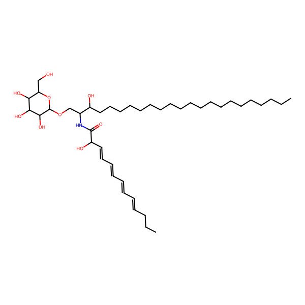 2D Structure of 2-hydroxy-N-[3-hydroxy-1-[3,4,5-trihydroxy-6-(hydroxymethyl)oxan-2-yl]oxytricosan-2-yl]trideca-3,5,7,9-tetraenamide
