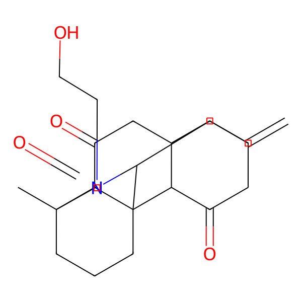2D Structure of (1S,5R,8R,9S,11R,14S,17S,18R)-7-(2-hydroxyethyl)-5-methyl-12-methylidene-7-azahexacyclo[9.6.2.01,8.05,17.09,14.014,18]nonadecane-6,16,19-trione