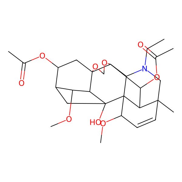 2D Structure of [(1R,2S,3S,4S,5R,6S,8R,12S,13S,16R,19S,20R,21S)-21-acetyloxy-14-ethyl-2-hydroxy-4,19-dimethoxy-16-methyl-9,11-dioxa-14-azaheptacyclo[10.7.2.12,5.01,13.03,8.08,12.016,20]docos-17-en-6-yl] acetate