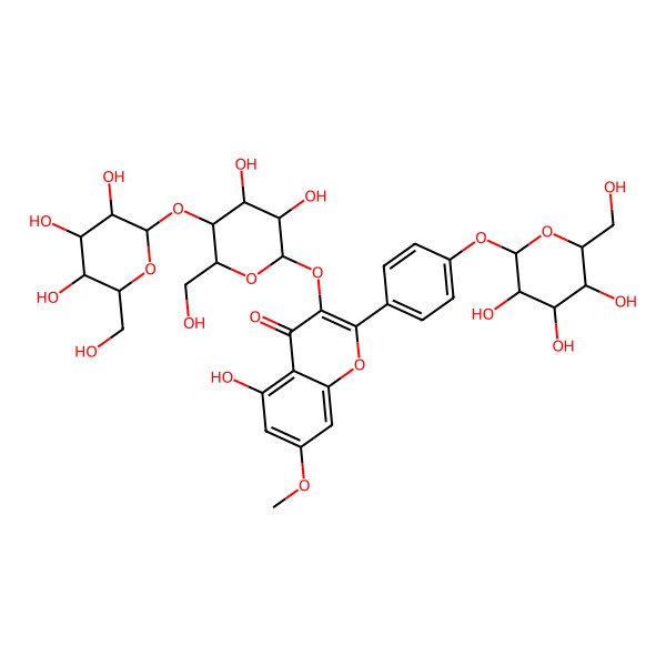 2D Structure of 3-[(2S,3R,4R,5S,6R)-3,4-dihydroxy-6-(hydroxymethyl)-5-[(2S,3R,4S,5S,6R)-3,4,5-trihydroxy-6-(hydroxymethyl)oxan-2-yl]oxyoxan-2-yl]oxy-5-hydroxy-7-methoxy-2-[4-[(2R,3R,4S,5S,6R)-3,4,5-trihydroxy-6-(hydroxymethyl)oxan-2-yl]oxyphenyl]chromen-4-one