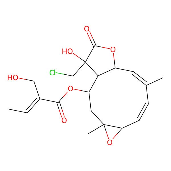 2D Structure of [(1S,2R,4R,6R,7Z,9Z,11R,14S)-14-(chloromethyl)-14-hydroxy-4,9-dimethyl-13-oxo-5,12-dioxatricyclo[9.3.0.04,6]tetradeca-7,9-dien-2-yl] (E)-2-(hydroxymethyl)but-2-enoate