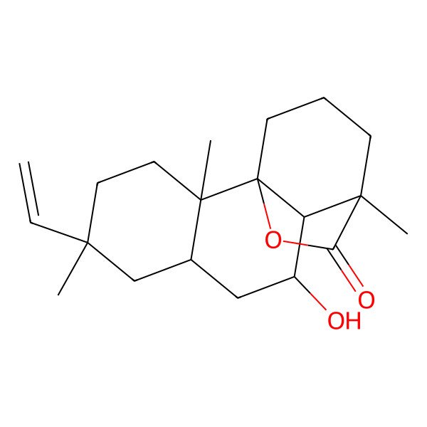 2D Structure of (1R,2R,5R,7S,9R,10R,11S)-5-ethenyl-9-hydroxy-2,5,11-trimethyl-15-oxatetracyclo[9.3.2.01,10.02,7]hexadecan-16-one