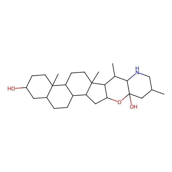 2D Structure of (1S,2R,5S,7S,10S,11S,14S,15R,16S,17R,20S,22S,24S)-10,14,16,20-tetramethyl-23-oxa-18-azahexacyclo[12.11.0.02,11.05,10.015,24.017,22]pentacosane-7,22-diol
