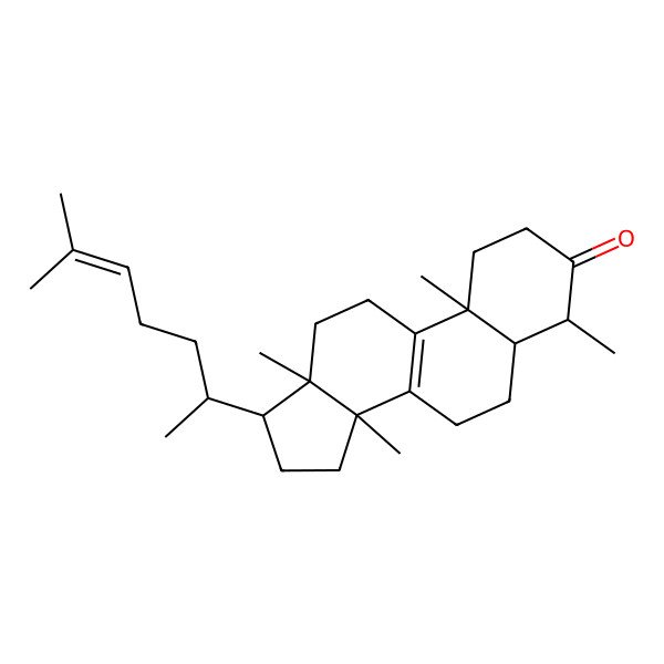2D Structure of 4,10,13,14-tetramethyl-17-(6-methylhept-5-en-2-yl)-2,4,5,6,7,11,12,15,16,17-decahydro-1H-cyclopenta[a]phenanthren-3-one
