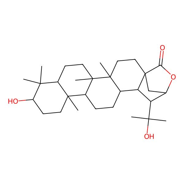 2D Structure of (1R,4R,5R,8S,10S,13R,14R,17R,18R,19S,20S)-10-hydroxy-19-(2-hydroxypropan-2-yl)-4,5,9,9,13-pentamethyl-21-oxahexacyclo[18.2.1.01,18.04,17.05,14.08,13]tricosan-22-one