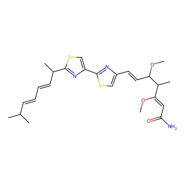 2D Structure of (2E,6E)-3,5-Dimethoxy-4-methyl-7-[2-[2-[(3E,5E)-7-methylocta-3,5-dien-2-yl]-1,3-thiazol-4-yl]-1,3-thiazol-4-yl]hepta-2,6-dienamide
