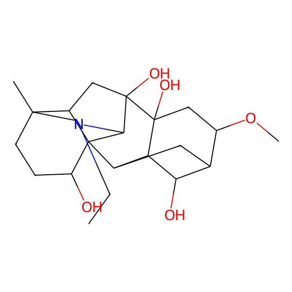 2D Structure of (1S,2R,3R,4S,5S,6S,8R,9R,10S,13R,16S,17R)-11-ethyl-6-methoxy-13-methyl-11-azahexacyclo[7.7.2.12,5.01,10.03,8.013,17]nonadecane-4,8,9,16-tetrol
