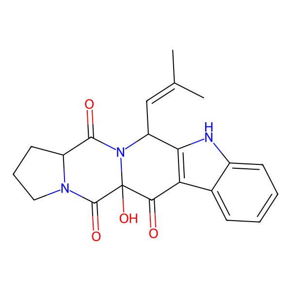 2D Structure of 1-Hydroxy-12-(2-methylprop-1-enyl)-10,13,19-triazapentacyclo[11.7.0.03,11.04,9.015,19]icosa-3(11),4,6,8-tetraene-2,14,20-trione