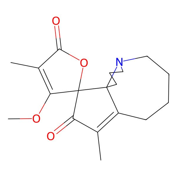 2D Structure of (1R,13S)-4'-methoxy-3',11-dimethylspiro[5-azatricyclo[8.3.0.01,5]tridec-10-ene-13,5'-furan]-2',12-dione