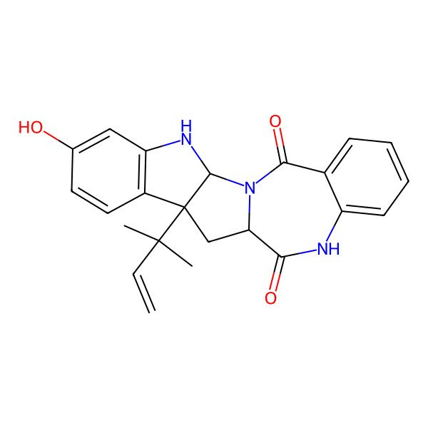 2D Structure of 6-Hydroxy-10-(2-methylbut-3-en-2-yl)-1,3,14-triazapentacyclo[10.9.0.02,10.04,9.015,20]henicosa-4(9),5,7,15,17,19-hexaene-13,21-dione