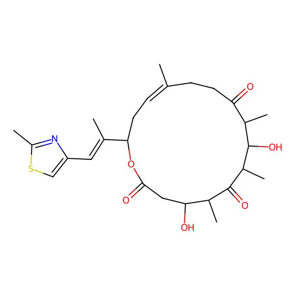 2D Structure of (4S,5S,7R,8S,9R,13Z,16S)-4,8-dihydroxy-5,7,9,13-tetramethyl-16-[(E)-1-(2-methyl-1,3-thiazol-4-yl)prop-1-en-2-yl]-1-oxacyclohexadec-13-ene-2,6,10-trione