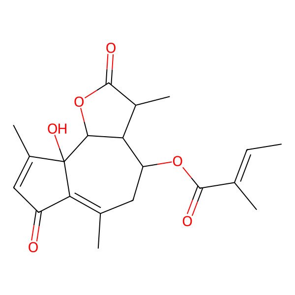 2D Structure of (9a-hydroxy-3,6,9-trimethyl-2,7-dioxo-3a,4,5,9b-tetrahydro-3H-azuleno[4,5-b]furan-4-yl) 2-methylbut-2-enoate