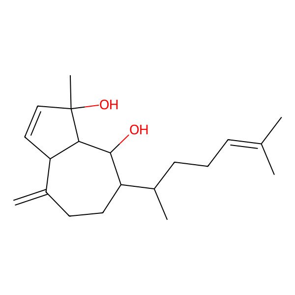 2D Structure of (1R,3aR,7S,8R,8aR)-1-methyl-7-[(2R)-6-methylhept-5-en-2-yl]-4-methylidene-3a,5,6,7,8,8a-hexahydroazulene-1,8-diol