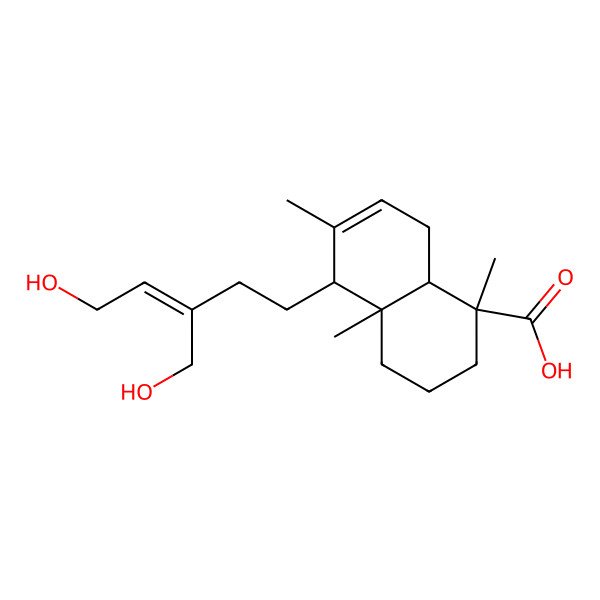 2D Structure of (1R,4aR,5S,8aR)-5-[(Z)-5-hydroxy-3-(hydroxymethyl)pent-3-enyl]-1,4a,6-trimethyl-2,3,4,5,8,8a-hexahydronaphthalene-1-carboxylic acid