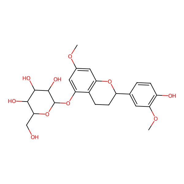 2D Structure of (2S,3R,4S,5S,6R)-2-[[(2R)-2-(4-hydroxy-3-methoxyphenyl)-7-methoxy-3,4-dihydro-2H-chromen-5-yl]oxy]-6-(hydroxymethyl)oxane-3,4,5-triol