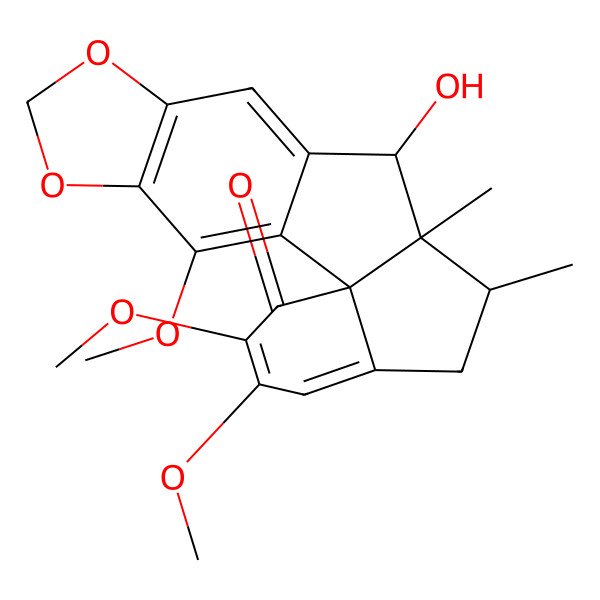 2D Structure of (11S,12S,13R)-11-hydroxy-3,17,18-trimethoxy-12,13-dimethyl-5,7-dioxapentacyclo[10.7.0.01,15.02,10.04,8]nonadeca-2,4(8),9,15,17-pentaen-19-one