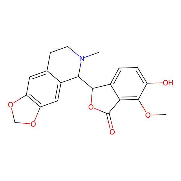2D Structure of 6-hydroxy-7-methoxy-3-(6-methyl-7,8-dihydro-5H-[1,3]dioxolo[4,5-g]isoquinolin-5-yl)-3H-2-benzofuran-1-one