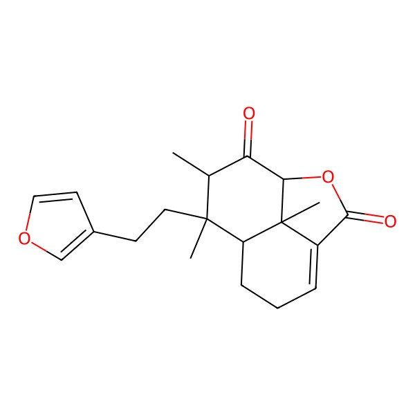 2D Structure of (1R,8R,9R,10S,12R)-9-[2-(furan-3-yl)ethyl]-9,10,12-trimethyl-2-oxatricyclo[6.3.1.04,12]dodec-4-ene-3,11-dione