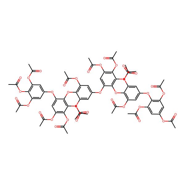 2D Structure of [3,5-Diacetyloxy-4-[3,5-diacetyloxy-4-[2,3,4-triacetyloxy-6-[3,5-diacetyloxy-4-[2,3,4-triacetyloxy-6-(3,4,5-triacetyloxyphenoxy)phenoxy]phenoxy]phenoxy]phenoxy]phenyl] acetate