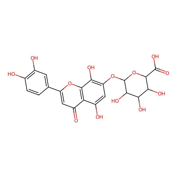 2D Structure of (2S,3S,4S,5R,6S)-6-[2-(3,4-dihydroxyphenyl)-5,8-dihydroxy-4-oxochromen-7-yl]oxy-3,4,5-trihydroxyoxane-2-carboxylic acid