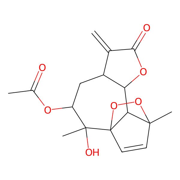 2D Structure of [(1S,2R,3R,5R,9S,10S,11R)-2-hydroxy-2,11-dimethyl-6-methylidene-7-oxo-8,12,13-trioxatetracyclo[9.2.2.01,10.05,9]pentadec-14-en-3-yl] acetate
