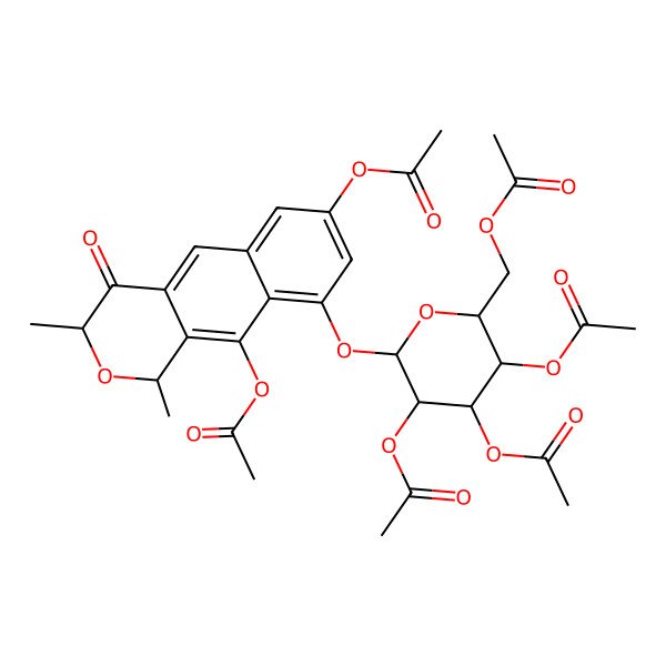 2D Structure of [3,4,5-triacetyloxy-6-[(7,10-diacetyloxy-1,3-dimethyl-4-oxo-1H-benzo[g]isochromen-9-yl)oxy]oxan-2-yl]methyl acetate
