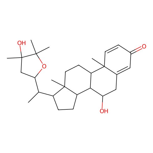 2D Structure of 7-Hydroxy-17-[1-(4-hydroxy-4,5,5-trimethyloxolan-2-yl)ethyl]-10,13-dimethyl-6,7,8,9,11,12,14,15,16,17-decahydrocyclopenta[a]phenanthren-3-one