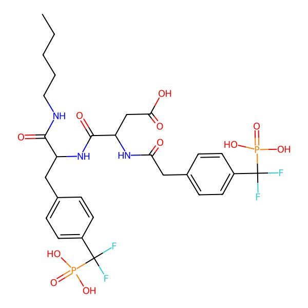 2D Structure of 3-[[2-[4-[difluoro(phosphono)methyl]phenyl]acetyl]amino]-4-[[(2S)-3-[4-[difluoro(phosphono)methyl]phenyl]-1-oxo-1-(pentylamino)propan-2-yl]amino]-4-oxobutanoic acid