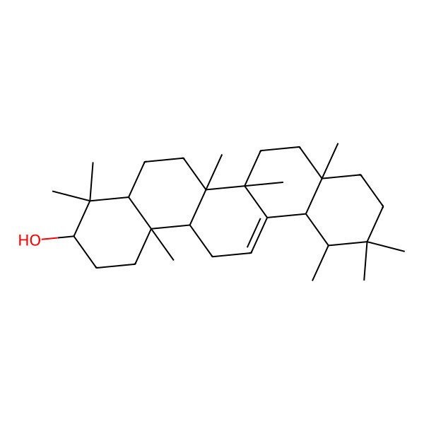 2D Structure of (3S,4aR,6aR,6bS,8aR,12R,12aR,14aR,14bR)-4,4,6a,6b,8a,11,11,12,14b-nonamethyl-1,2,3,4a,5,6,7,8,9,10,12,12a,14,14a-tetradecahydropicen-3-ol
