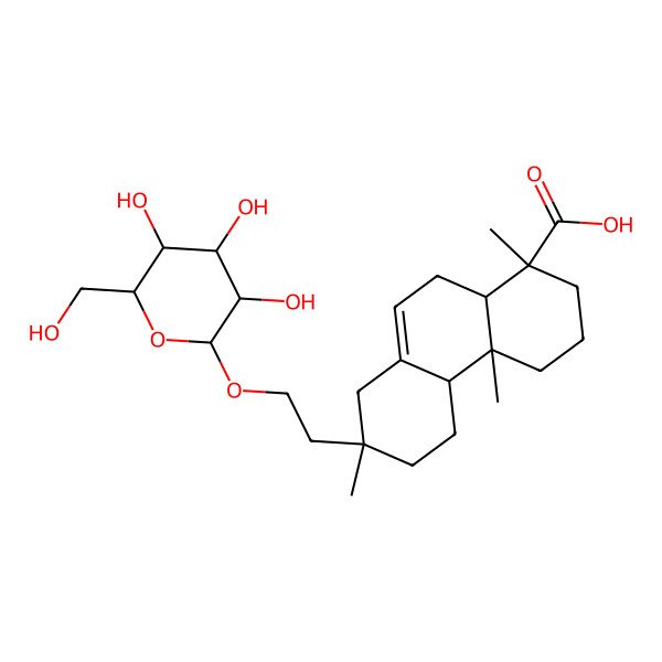 2D Structure of 1,4a,7-trimethyl-7-[2-[3,4,5-trihydroxy-6-(hydroxymethyl)oxan-2-yl]oxyethyl]-3,4,4b,5,6,8,10,10a-octahydro-2H-phenanthrene-1-carboxylic acid