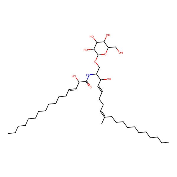 2D Structure of 2-hydroxy-N-[3-hydroxy-9-methyl-1-[3,4,5-trihydroxy-6-(hydroxymethyl)oxan-2-yl]oxyicosa-4,8-dien-2-yl]hexadec-3-enamide