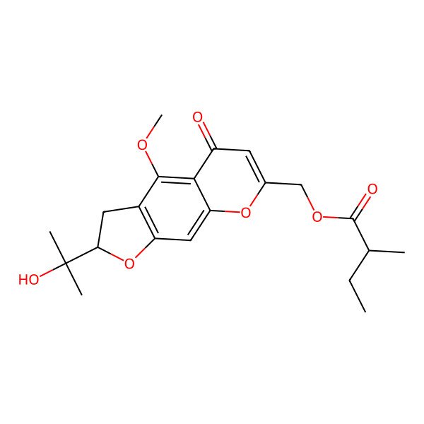 2D Structure of [(2S)-2-(2-hydroxypropan-2-yl)-4-methoxy-5-oxo-2,3-dihydrofuro[3,2-g]chromen-7-yl]methyl 2-methylbutanoate