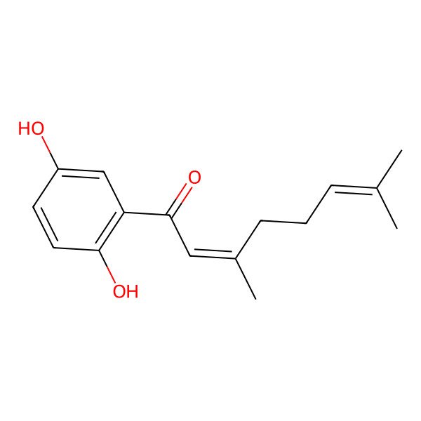 2D Structure of (2E)-1-(2,5-dihydroxyphenyl)-3,7-dimethylocta-2,6-dien-1-one 2D Structure of (2E)-1-(2,5-dihydroxyphenyl)-3,7-dimethylocta-2,6-dien-1-one