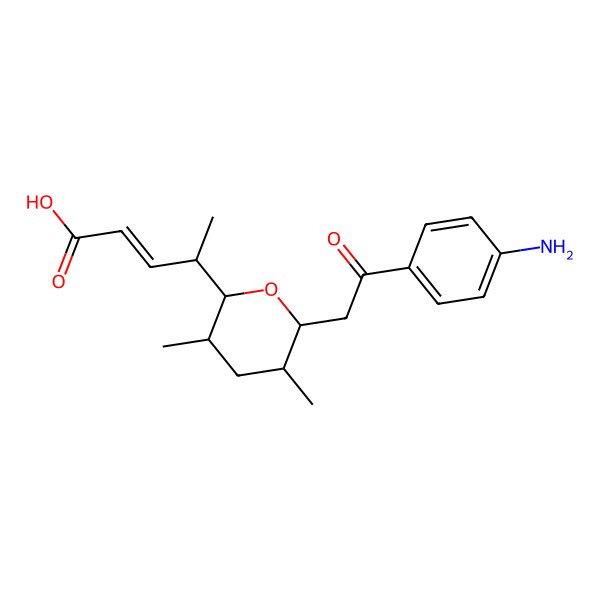 2D Structure of (2E)-11-(4'-aminophenyl)-5,9-O-cyclo-4,6,8-trimethyl-11-oxo-undec-2-enoic acid