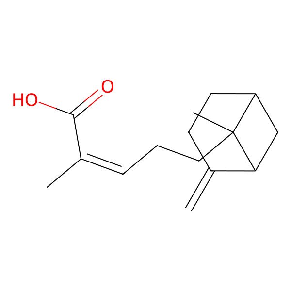 2D Structure of (2E)-2-methyl-5-[(1S,5S,6S)-6-methyl-2-methylidenebicyclo[3.1.1]heptan-6-yl]pent-2-enoic acid