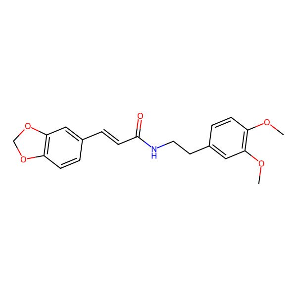 2D Structure of (2E)-3-(1,3-benzodioxol-5-yl)-N-[2-(3,4-dimethoxyphenyl)ethyl]prop-2-enamide