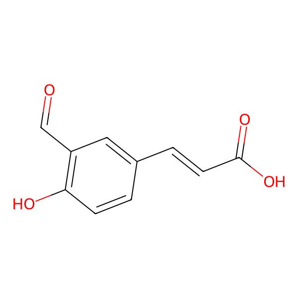 2D Structure of (2E)-3-(3-formyl-4-hydroxyphenyl)prop-2-enoic acid