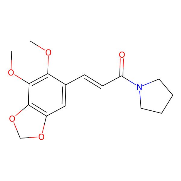2D Structure of (2E)-3-(6,7-dimethoxy-1,3-benzodioxol-5-yl)-1-(pyrrolidin-1-yl)prop-2-en-1-one