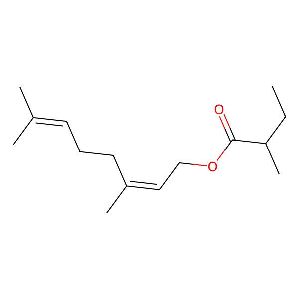 2D Structure of [(2E)-3,7-dimethylocta-2,6-dienyl] (2R)-2-methylbutanoate