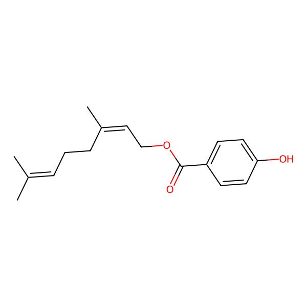 2D Structure of [(2E)-3,7-dimethylocta-2,6-dienyl] 4-hydroxybenzoate