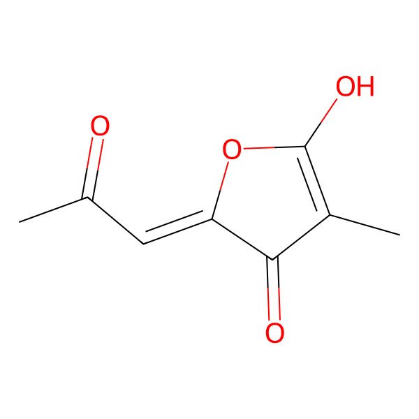 2D Structure of (2E)-5-hydroxy-4-methyl-2-(2-oxopropylidene)furan-3-one