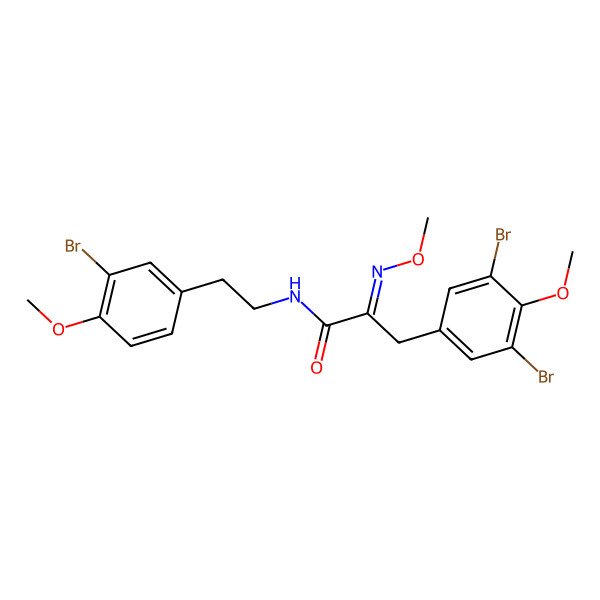 2D Structure of (2E)-N-[2-(3-bromo-4-methoxyphenyl)ethyl]-3-(3,5-dibromo-4-methoxyphenyl)-2-methoxyiminopropanamide